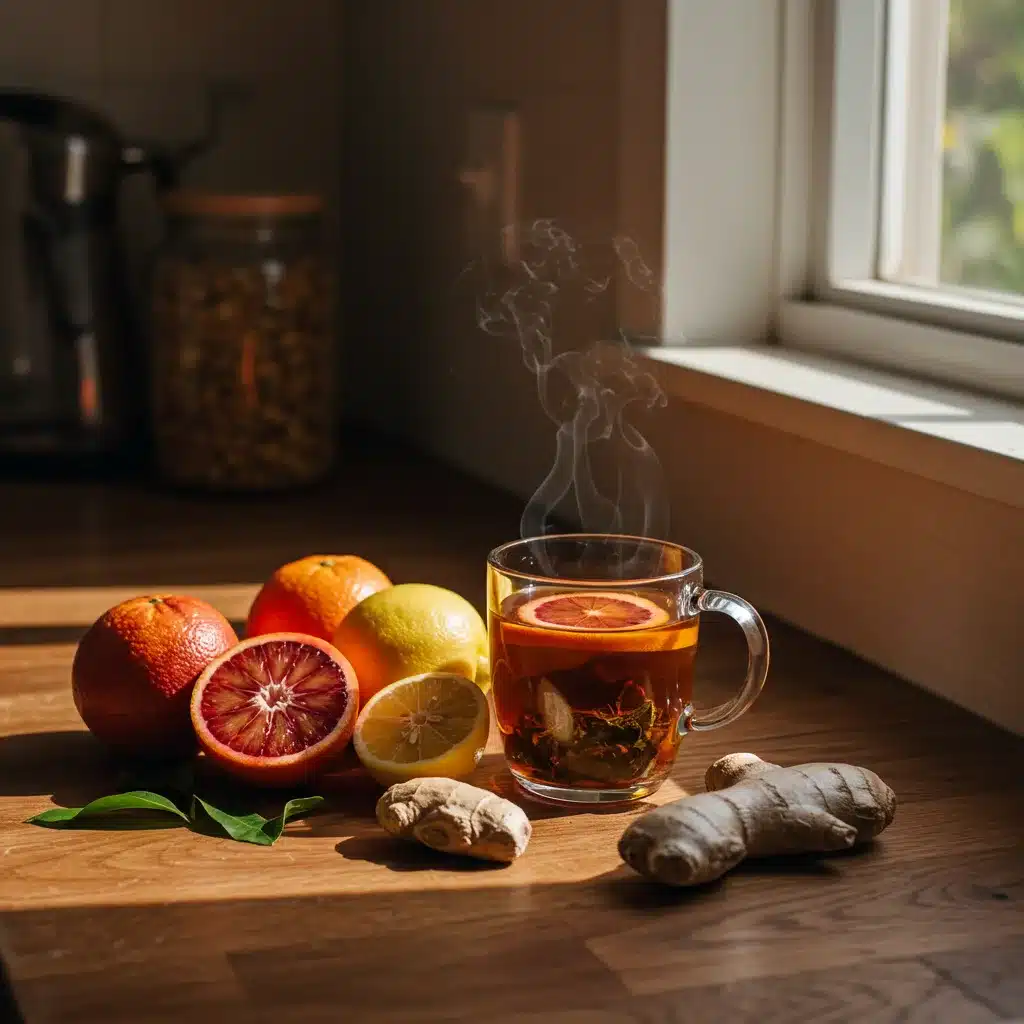 Natural Mounjaro Tea Recipe That Delivers Fresh Flavor 2 Natural Mounjaro Tea in a cozy kitchen setting