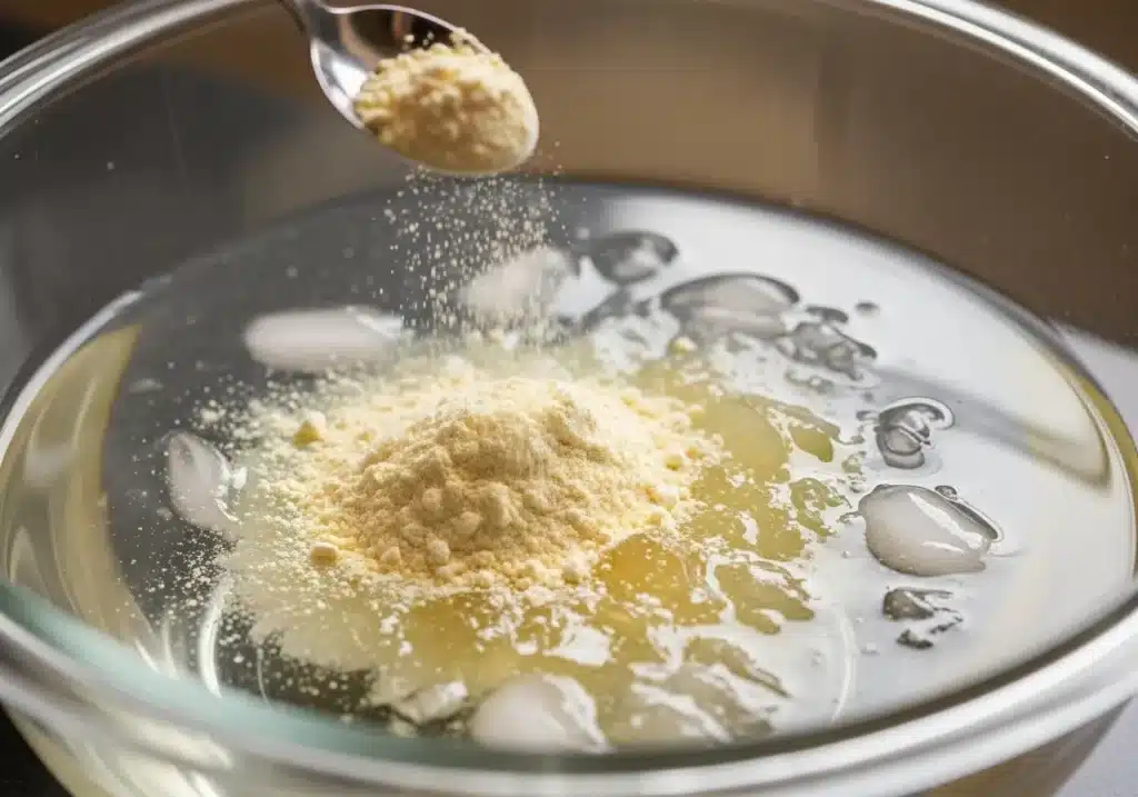 Gelatin blooming in cold water for bariatric recipe