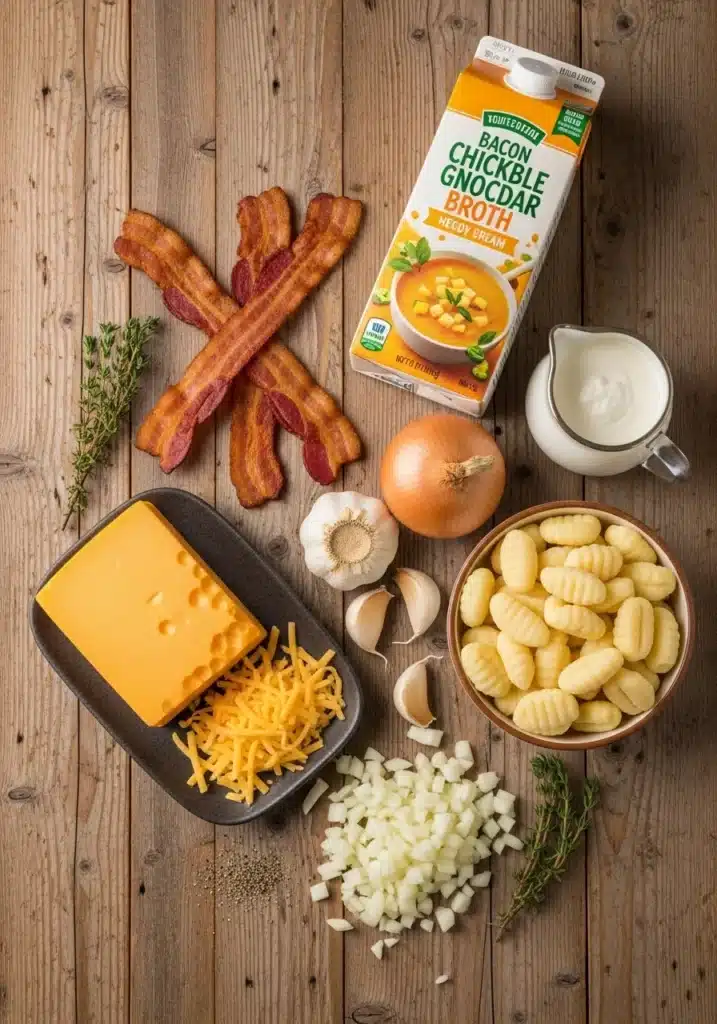 Bacon Cheddar Gnocchi Soup ingredients