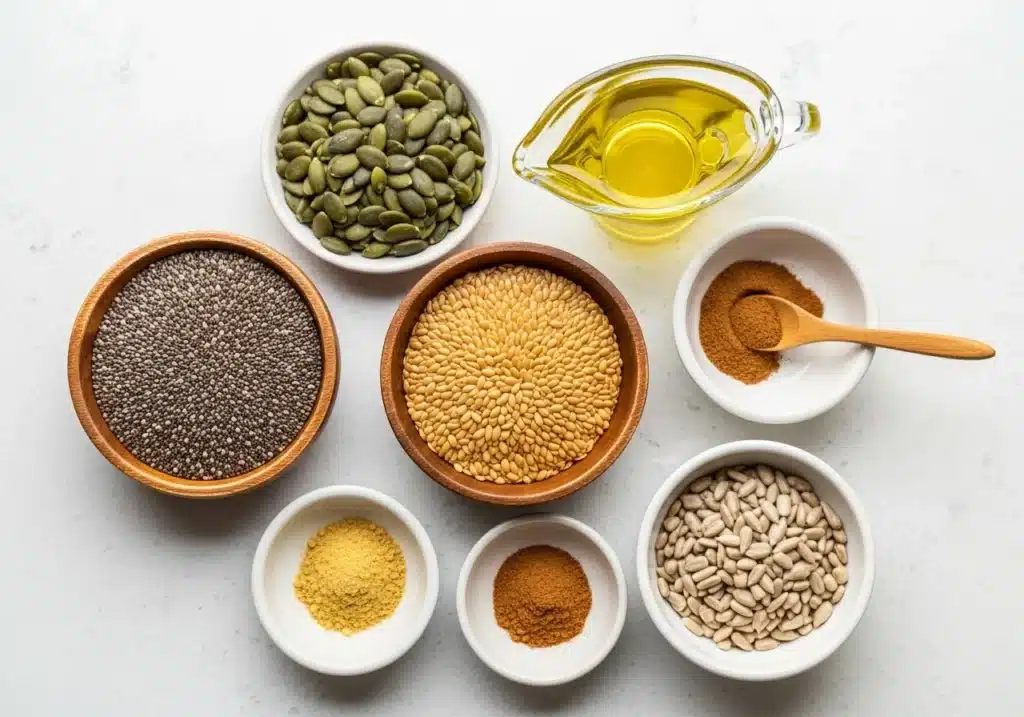 Bariatric Seed Recipe: Tasty, Low-Carb Snack for Weight Loss 4 bariatric seed recipe ingredients laid out