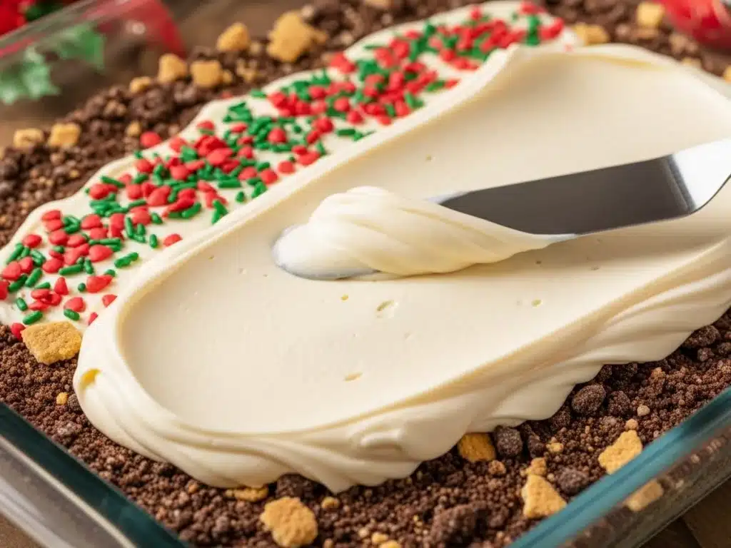 Christmas Cookie Lasagna: Creamy, Colorful, and No-Bake Fun 4 christmas-cookie-lasagna-step2