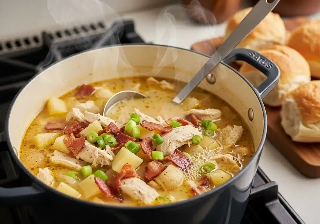Loaded Chicken Potato Soup cooking