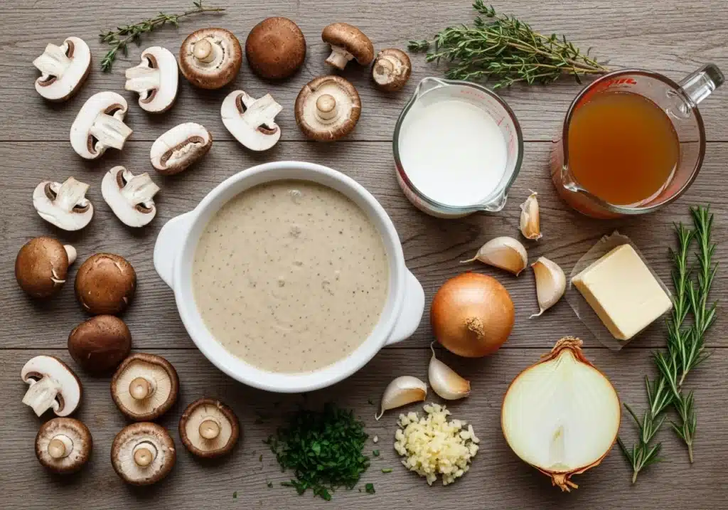 Creamy Mushroom Soup – Rich, Comforting & Ready in 25 Minutes 4 Creamy Mushroom Soup ingredients