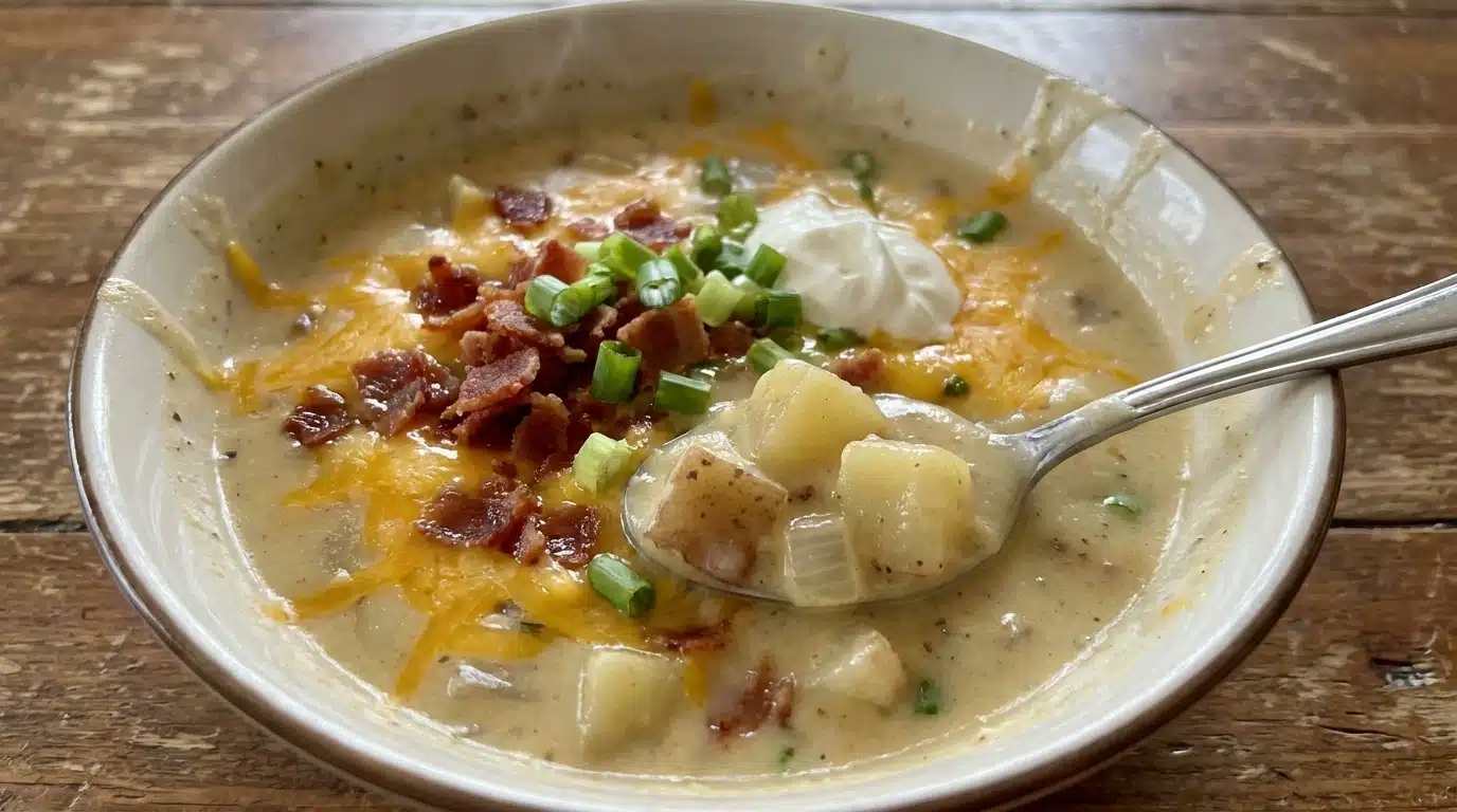 Homemade Loaded Potato Soup bowl