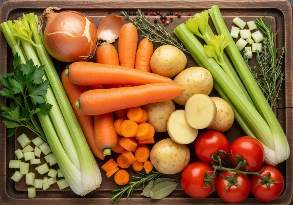 Homemade Vegetable Soup ingredients