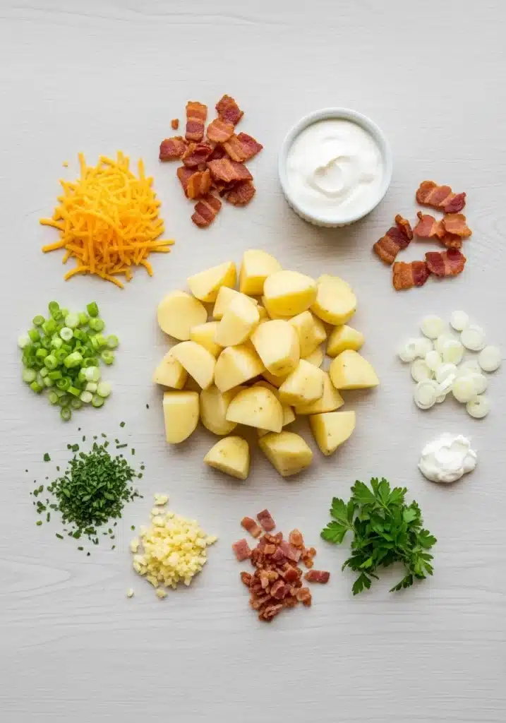 Loaded Baked Potato Soup ingredients