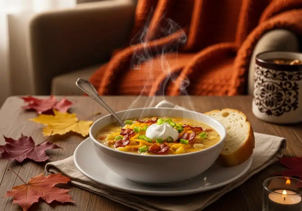 Served Homemade Loaded Potato Soup