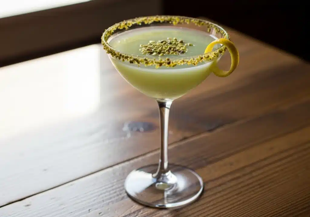 elegant served pistachio martini glass