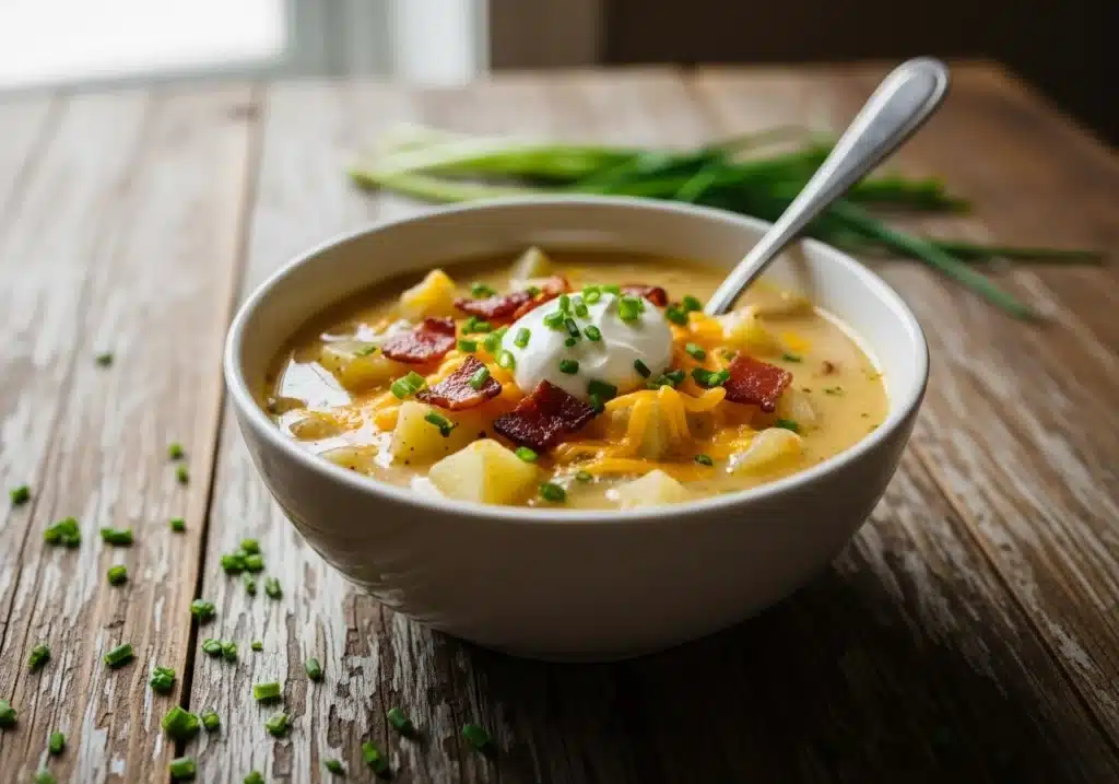 Served Stovetop Loaded Potato Soup