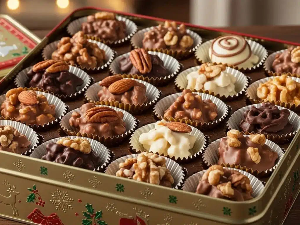 Clusters arranged in gold foil candy