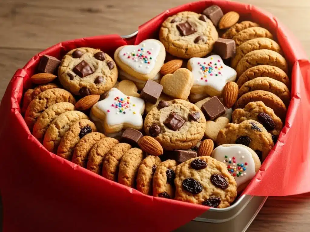 Cookies arranged in a heart