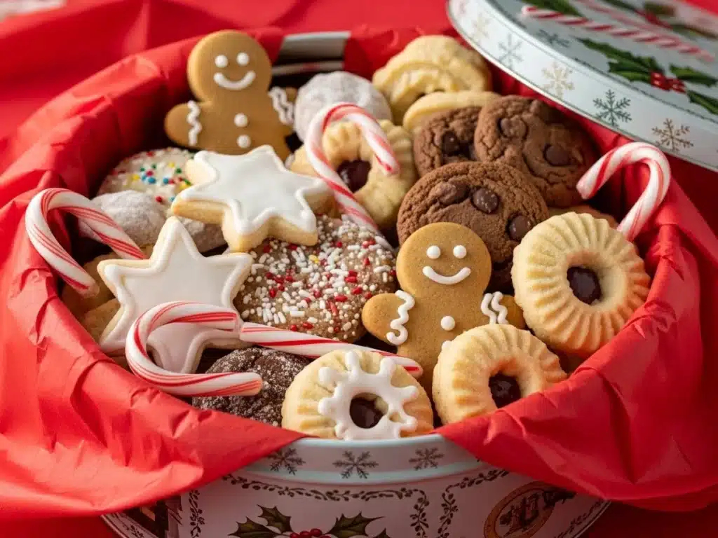 Cookies arranged in a holiday