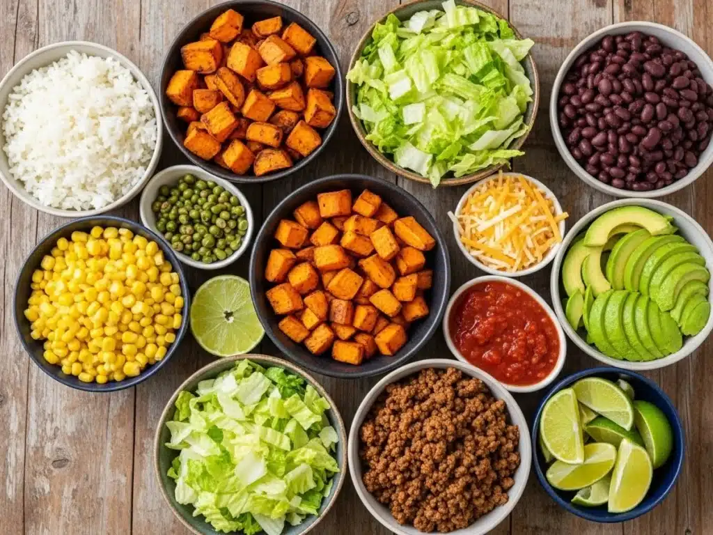 build your own sweet potato bowl bar with toppings