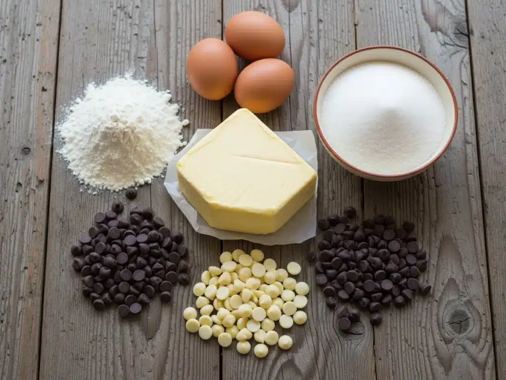 Flat lay of butter, sugar