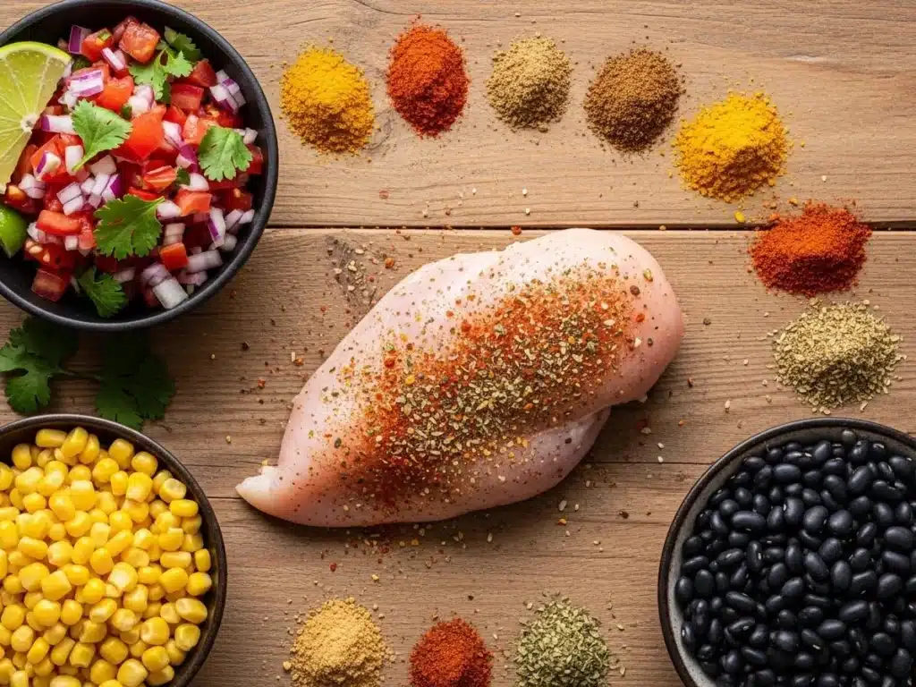 Flat lay of chicken breasts