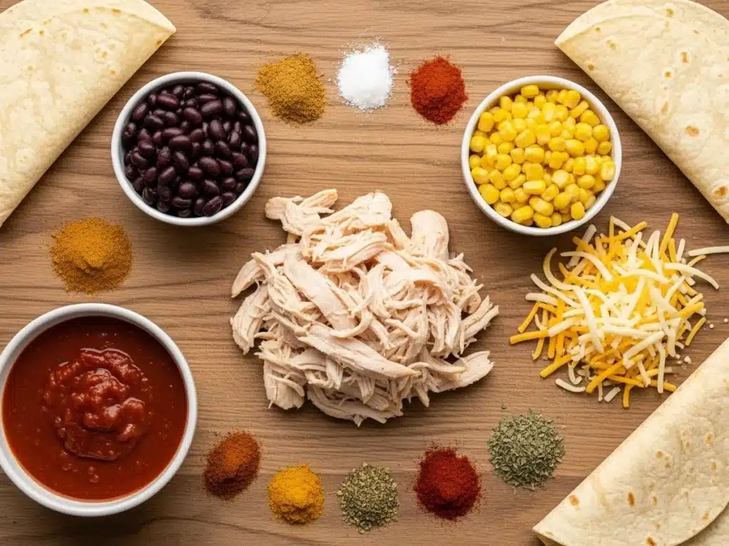 Flat lay of ingredients chicken