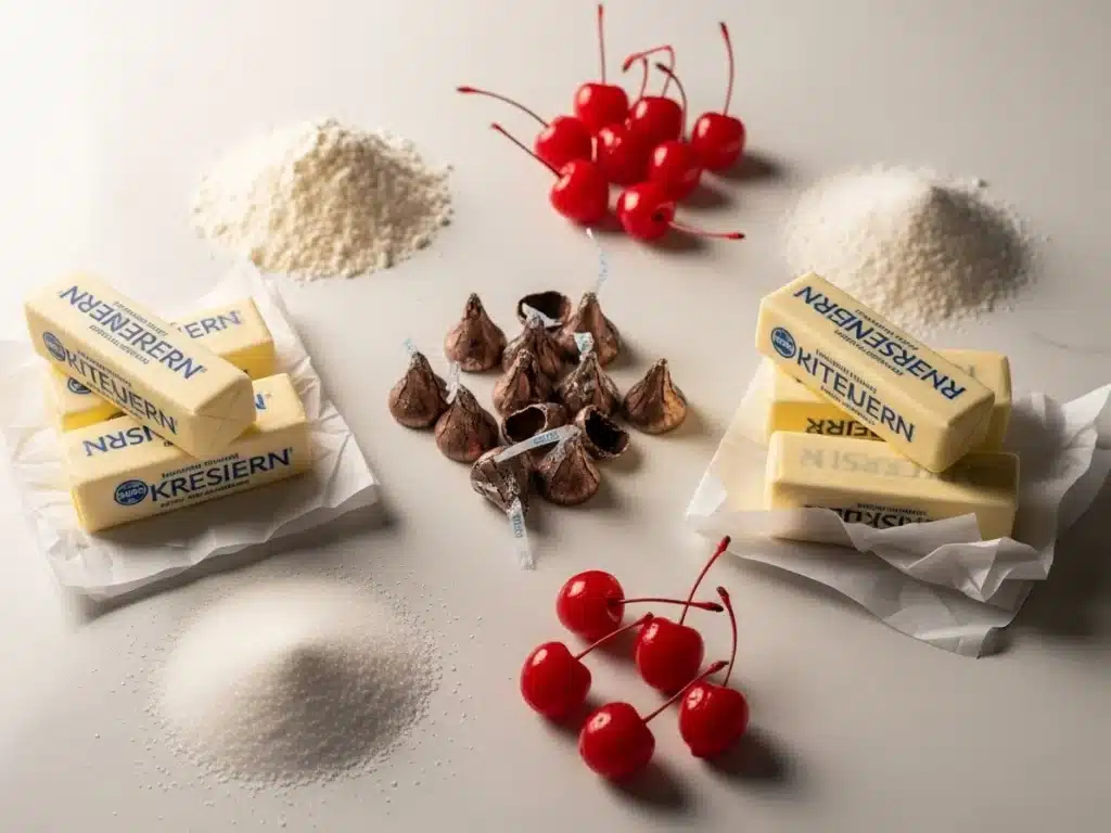 Flat lay of maraschino cherries