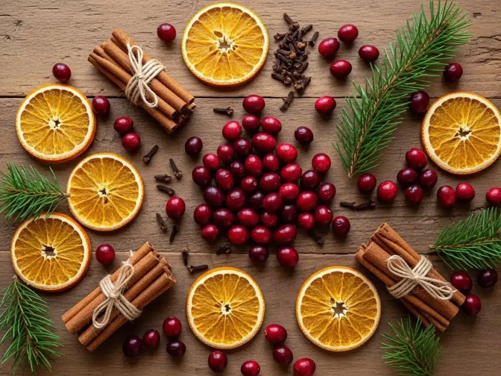 Flat lay of potpourri ingredients