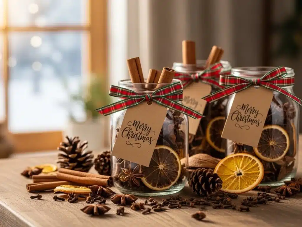 Jars of dried Christmas Potpourri