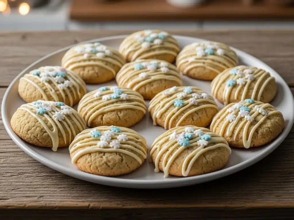 Plate of cookies with white chocolate