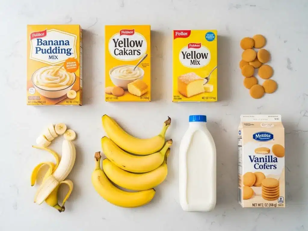 Ingredients for Banana Pudding Poke Cake