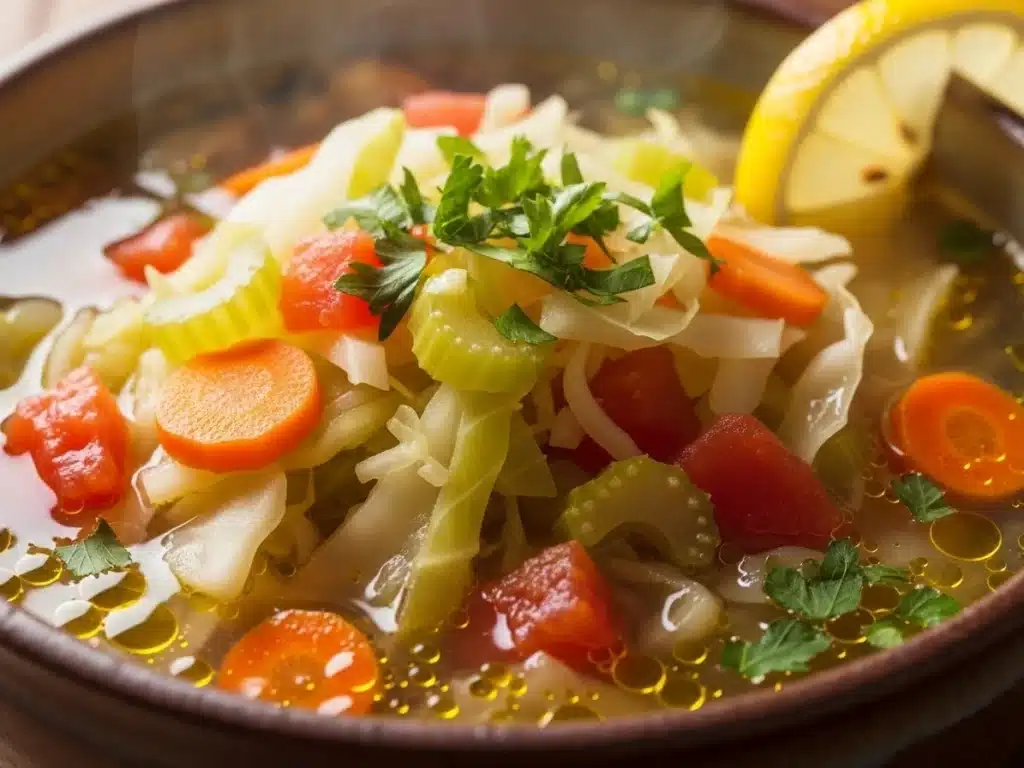 Cabbage Detox Soup ready to serve