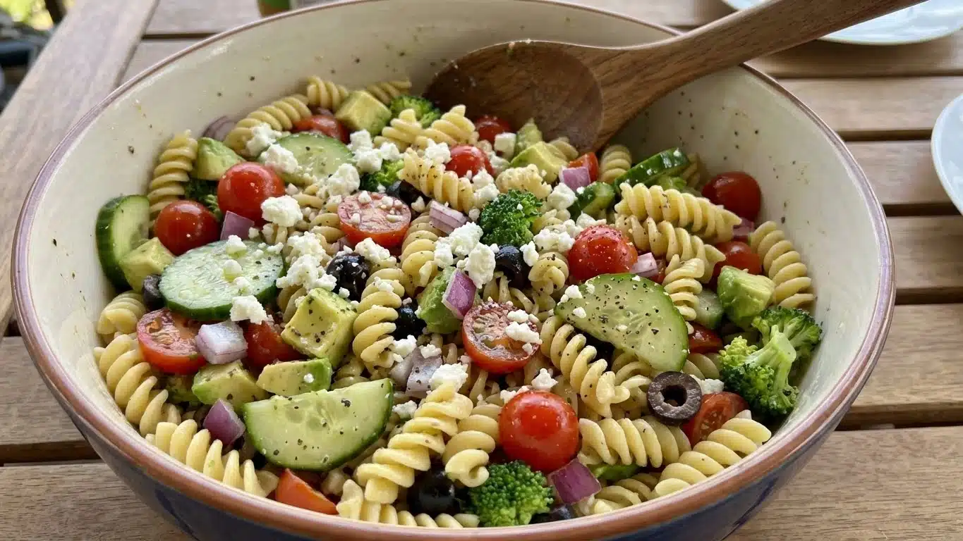 California Pasta Salad with veggies and dressing