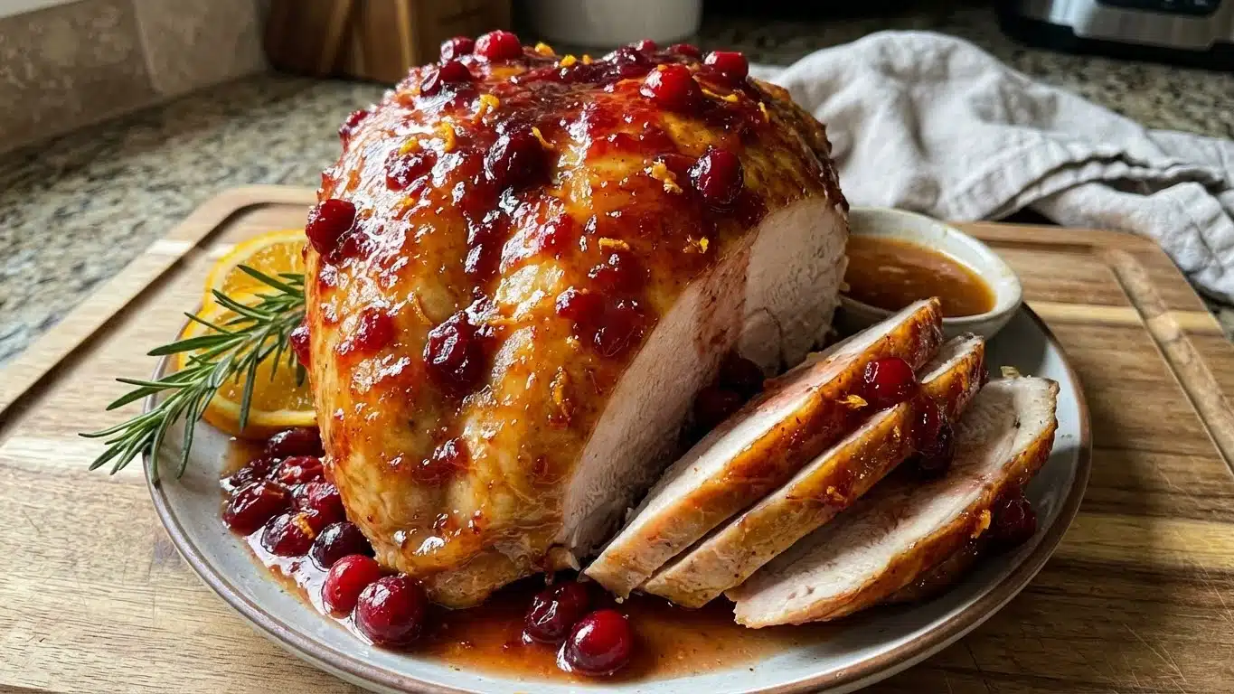 Cranberry Orange Glazed Turkey Breast: Juicy, Festive & Full of Flavor 1 Cranberry Orange Glazed Turkey Breast sliced