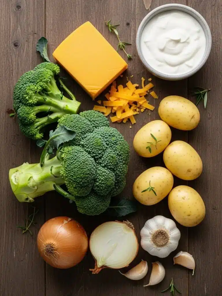 Ingredients for Cheddar Broccoli Potato Soup