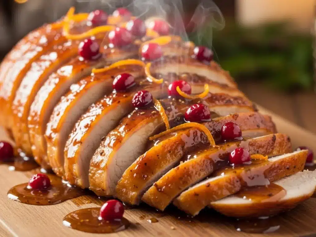 Cranberry Orange Glazed Turkey Breast: Juicy, Festive & Full of Flavor 3 Cranberry Orange Glazed Turkey Breast ready to serve