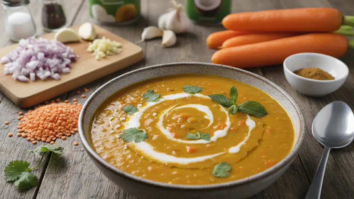 Creamy Carrot Lentil Soup with parsley