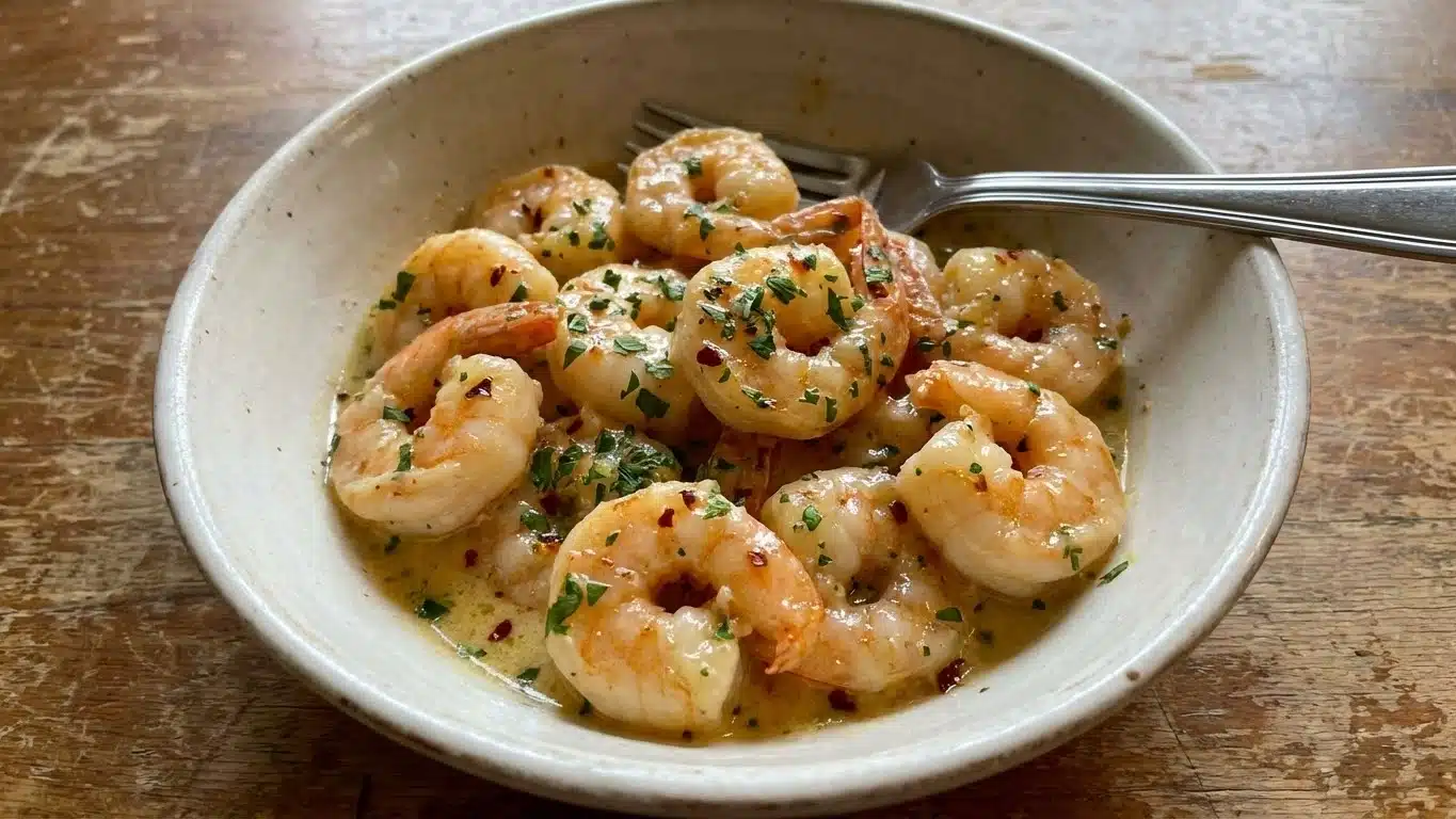 Creamy Garlic Shrimp in skillet
