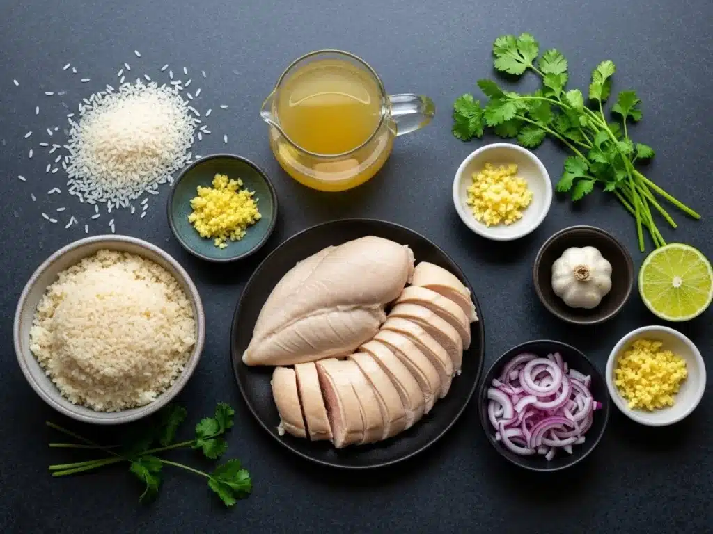 Ingredients for Filipino Chicken Arroz Caldo