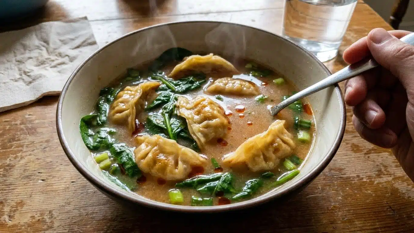 Gyoza Soup with dumplings and vegetables