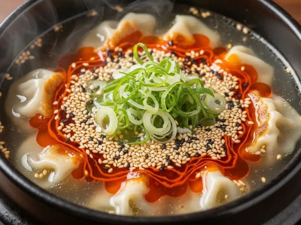 Gyoza Soup ready to serve