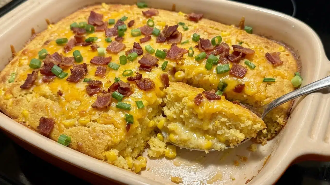 Loaded Cornbread Casserole: Creamy, Cheesy & Totally Satisfying 2 Loaded Cornbread Casserole with cheese and bacon