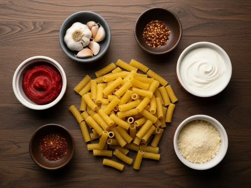 Ingredients for One Pot Spicy Rigatoni