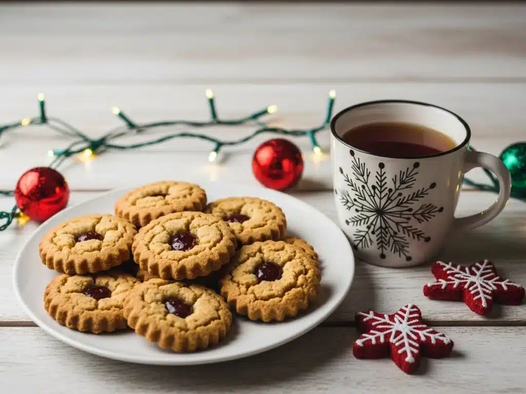 serving raspberry almond snowball cookies