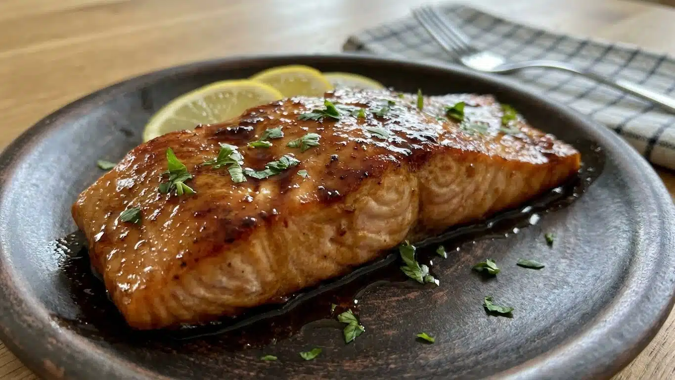 Texas Roadhouse Salmon: Tender, Buttery & Packed with Flavor 1 Texas Roadhouse Salmon with glaze and lemon