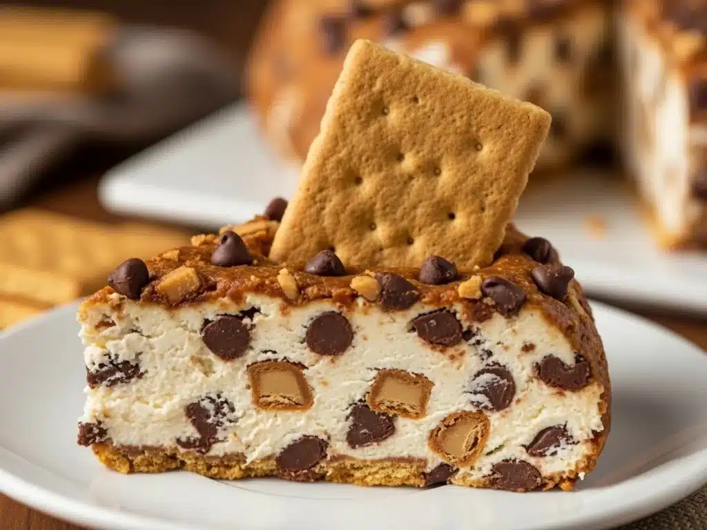 Toffee Chocolate Chip Cheeseball served