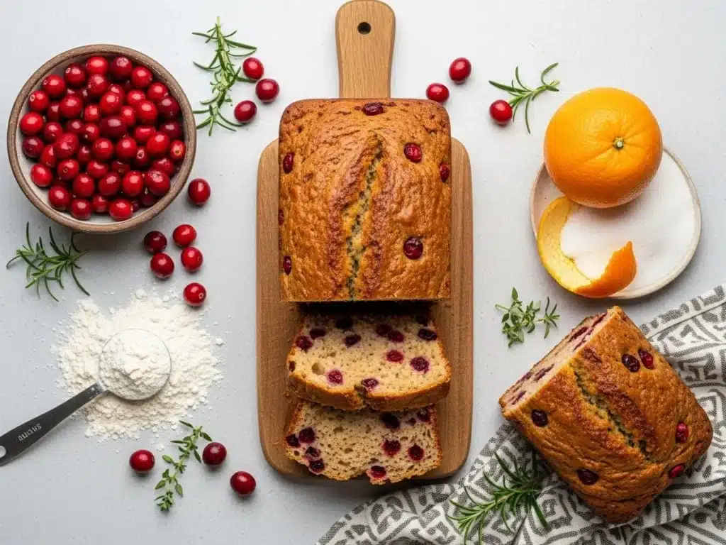 Ingredients for Traditional Christmas Cranberry Bread