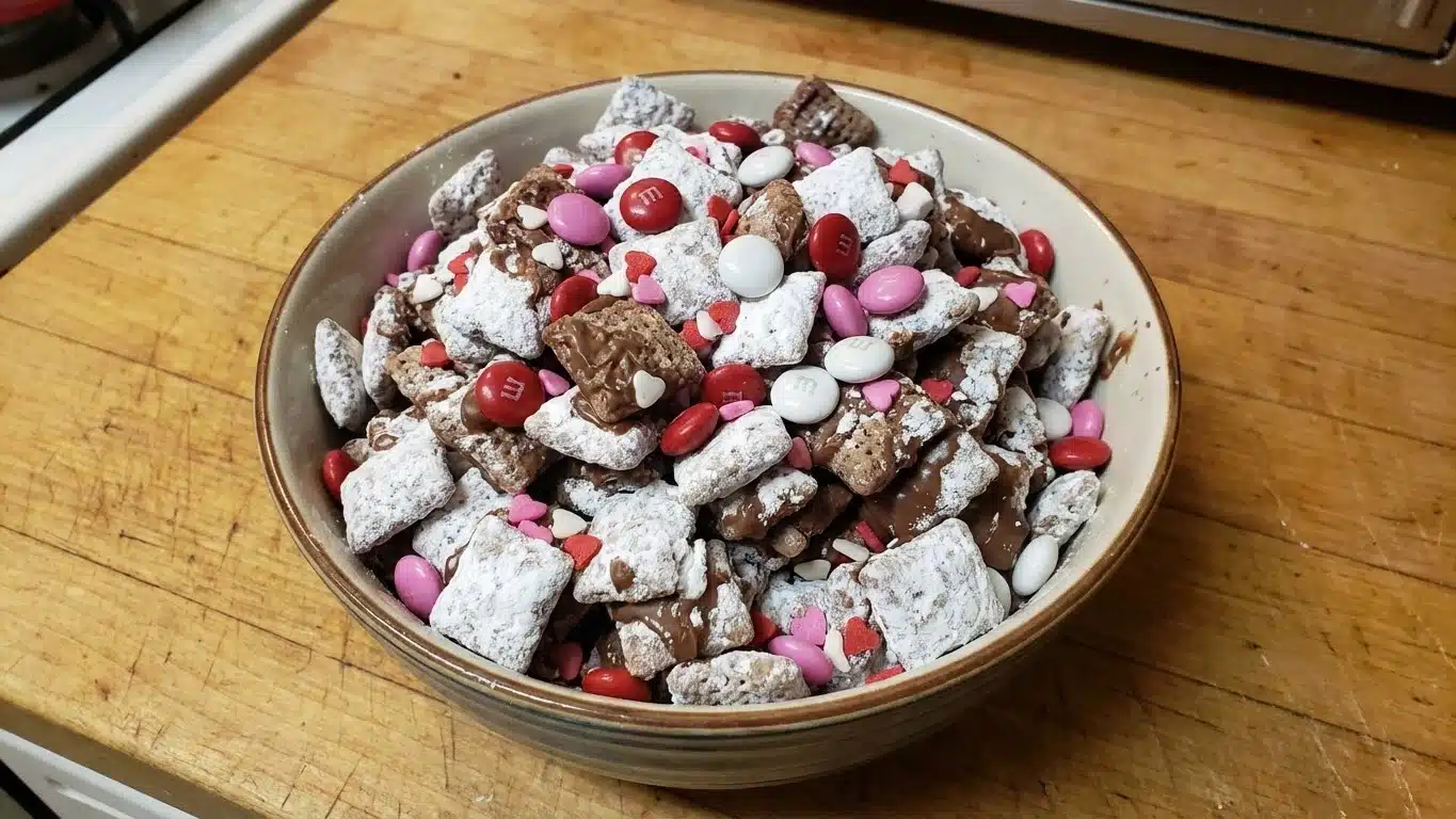 Valentine Puppy Chow snack mix