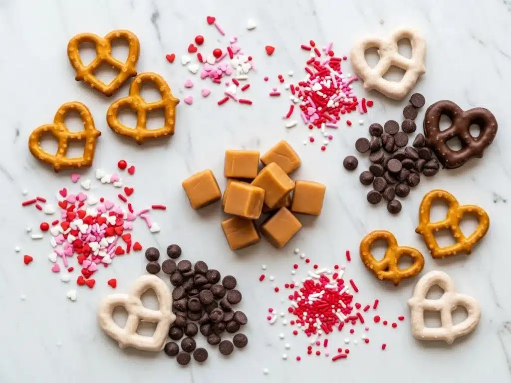 Ingredients for Valentine’s Day Caramel Pretzel Bites