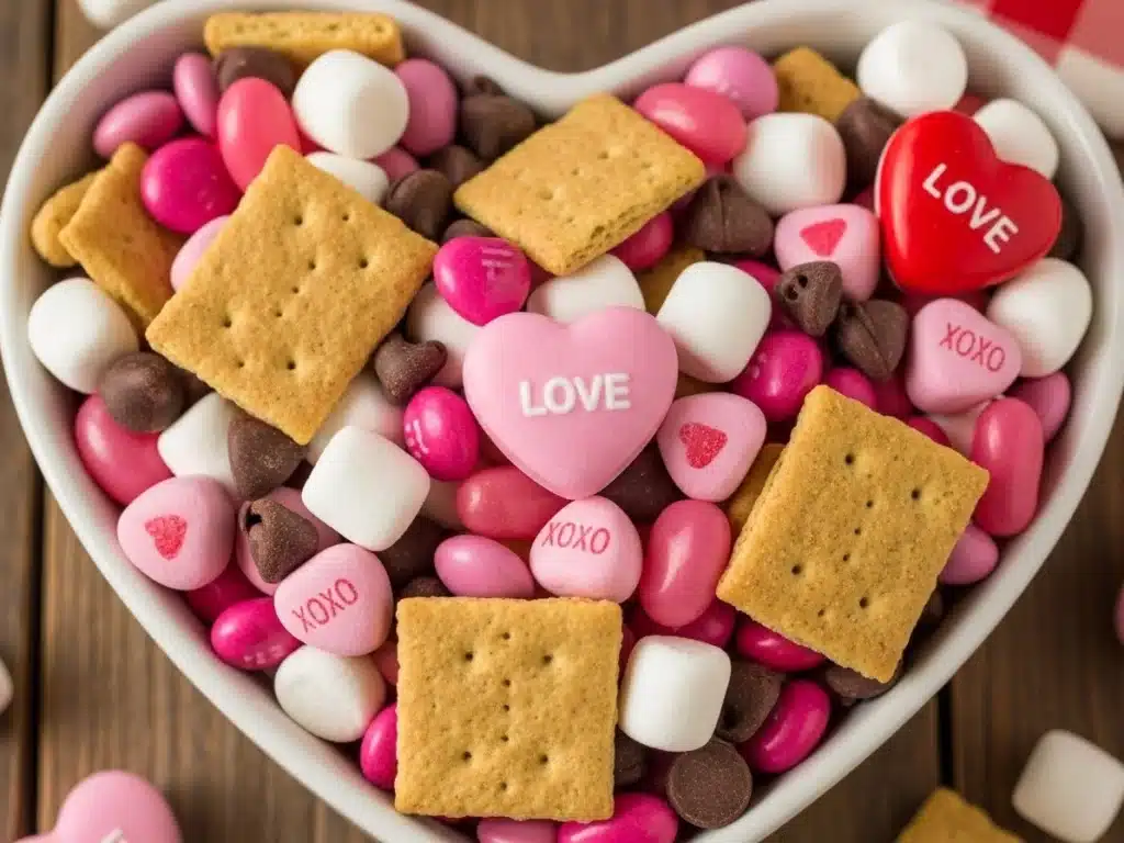 Valentine’s S’mores Snack Mix ready to serve
