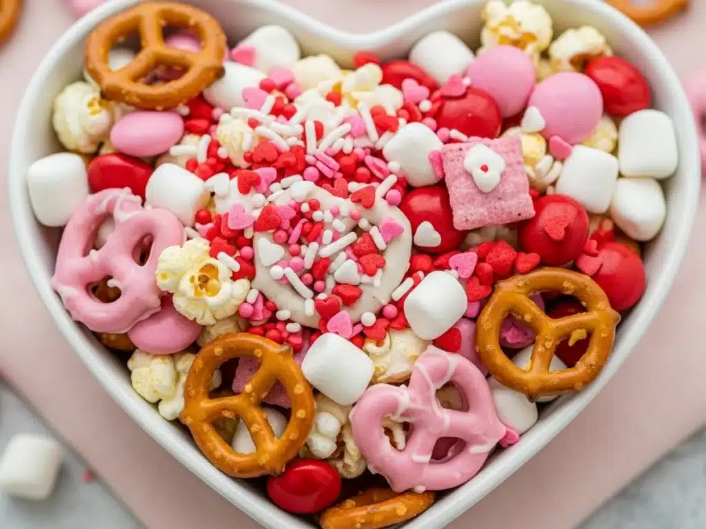 Valentine’s Sweetheart Snack Mix ready to serve
