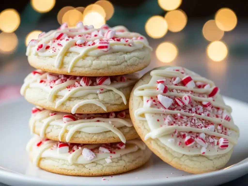White Chocolate Peppermint Cookies served