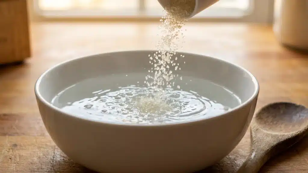 Jello Diet Recipe Inspired by Dr. Ashton's Expertise: Science-Backed Appetite Control for Real Results 4 Sprinkling unflavored gelatin powder into cold water for proper blooming in jello diet recipe