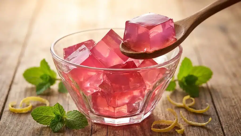 Jello Diet Recipe Inspired by Dr. Ashton's Expertise: Science-Backed Appetite Control for Real Results 5 Perfectly cubed jello diet recipe with glossy texture in elegant serving glass