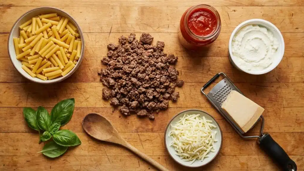 Beefy Baked Ziti: Hearty, Cheesy & Family-Approved 3 Ingredients for Beefy Baked Ziti