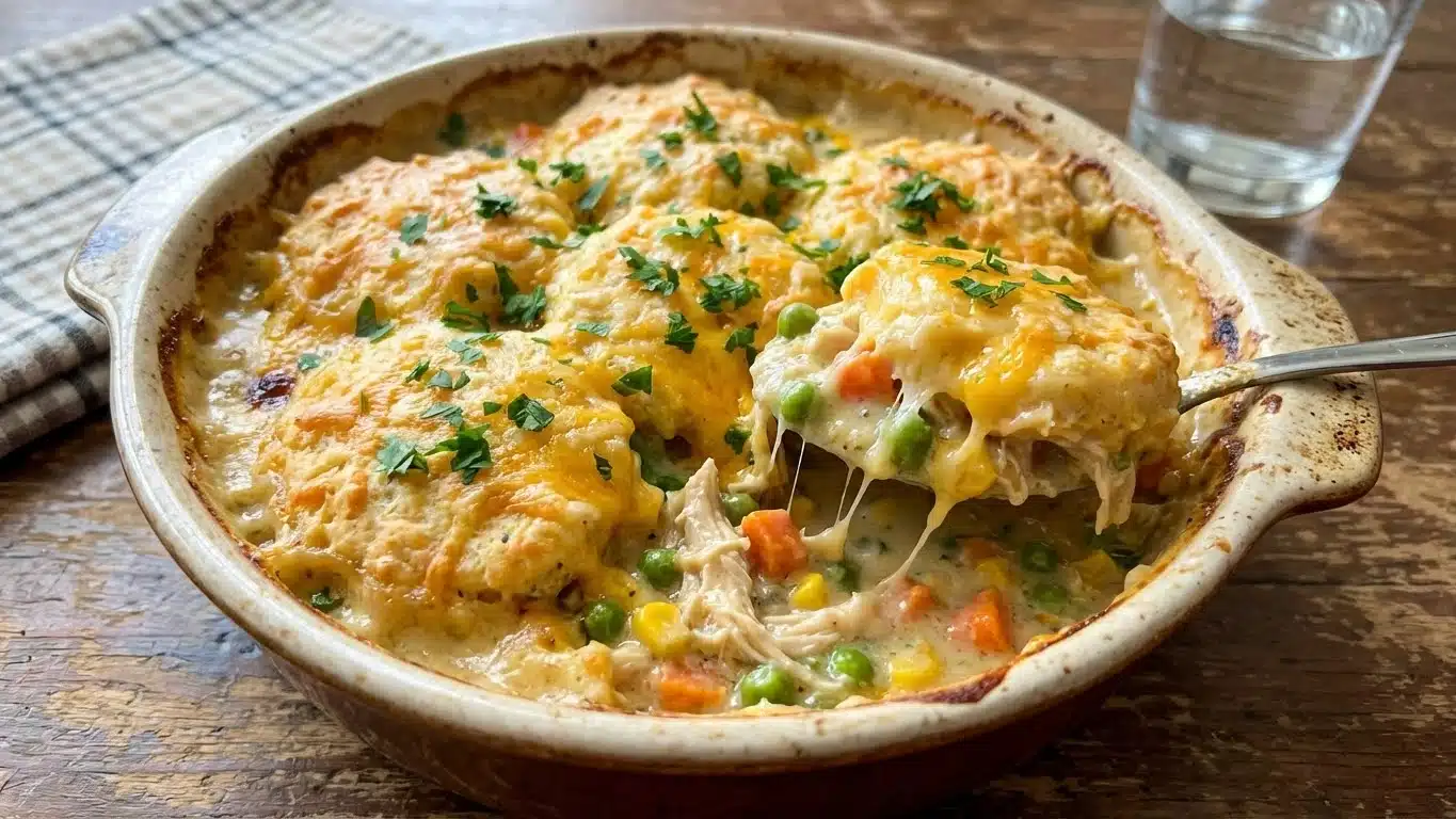 Cheddar Bay Chicken Cobbler: Creamy, Buttery & Outrageously Comforting 2 Cheddar Bay Chicken Cobbler with golden biscuits